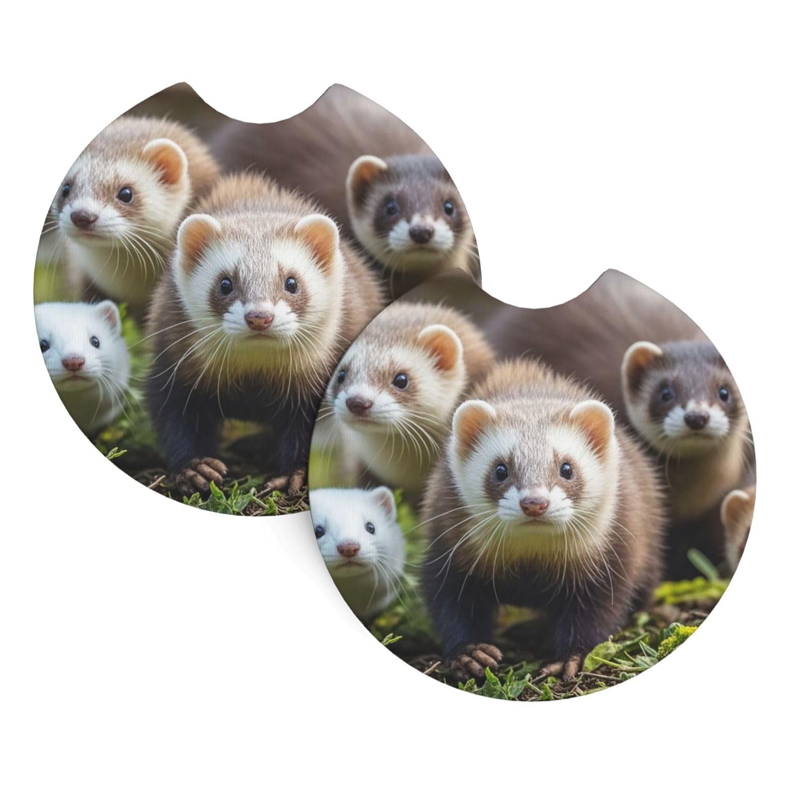 Xopekvlawm Ferrets 2 Pack Car Cup Holder Coasters 2.7 Inch Universal Anti-Slip Shockproof Car Cup Holder Insert Car Coasters Drink Coasters Cup Holder Coasters For Car Accessories