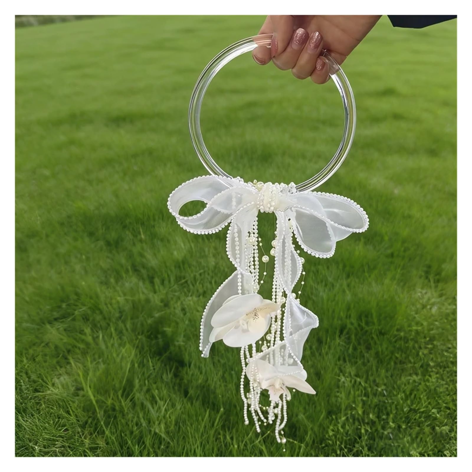 Bouquet da sposa con nappa perla orchidea farfalla