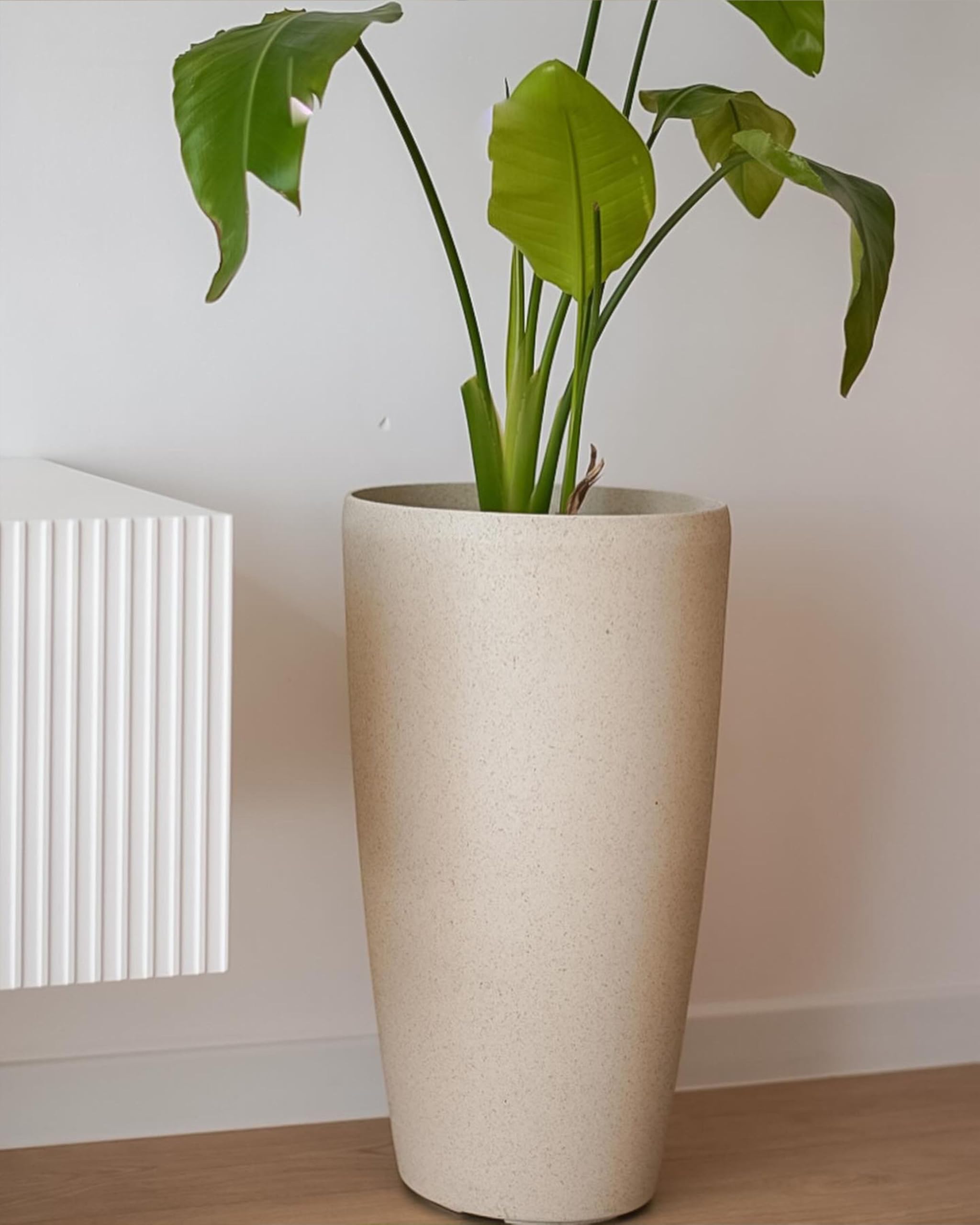 Höher Blumentopf Steingemisch beige 31x31x58 cm Abdera