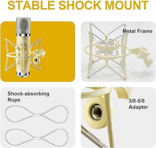 Miniatura 6 de XLR Micrófono condensador con diafragma grande de 1.339 in, micrófono de estudio profesional, grabación cardioide, micrófono FET para computadora,