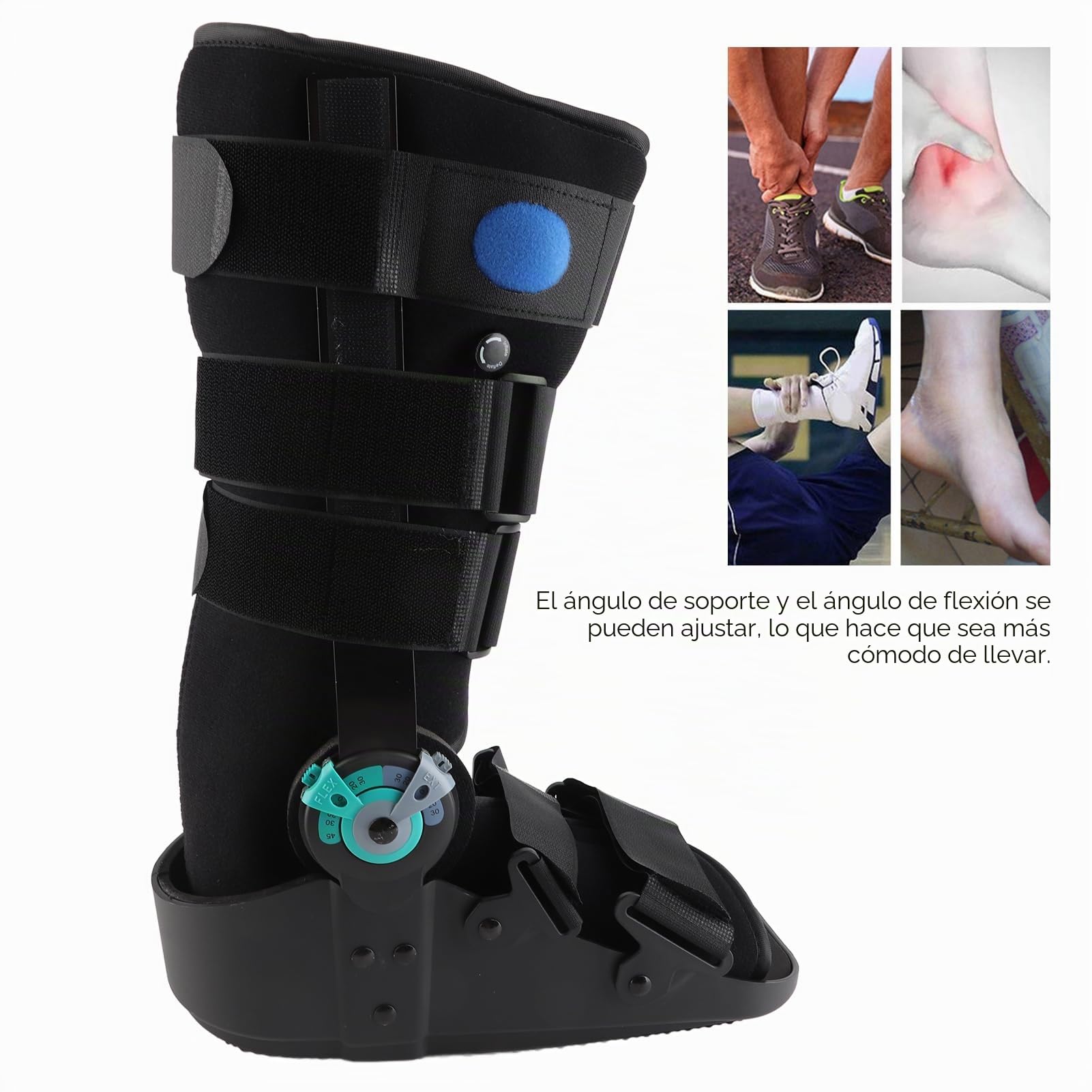 Botas de Aire Ajustables para Tendón de Aquiles Talla M, Refuerzo de Tobillo con Fijación, Transpirables y Cómodas para Rehabilitación Post Fractura o Esguince