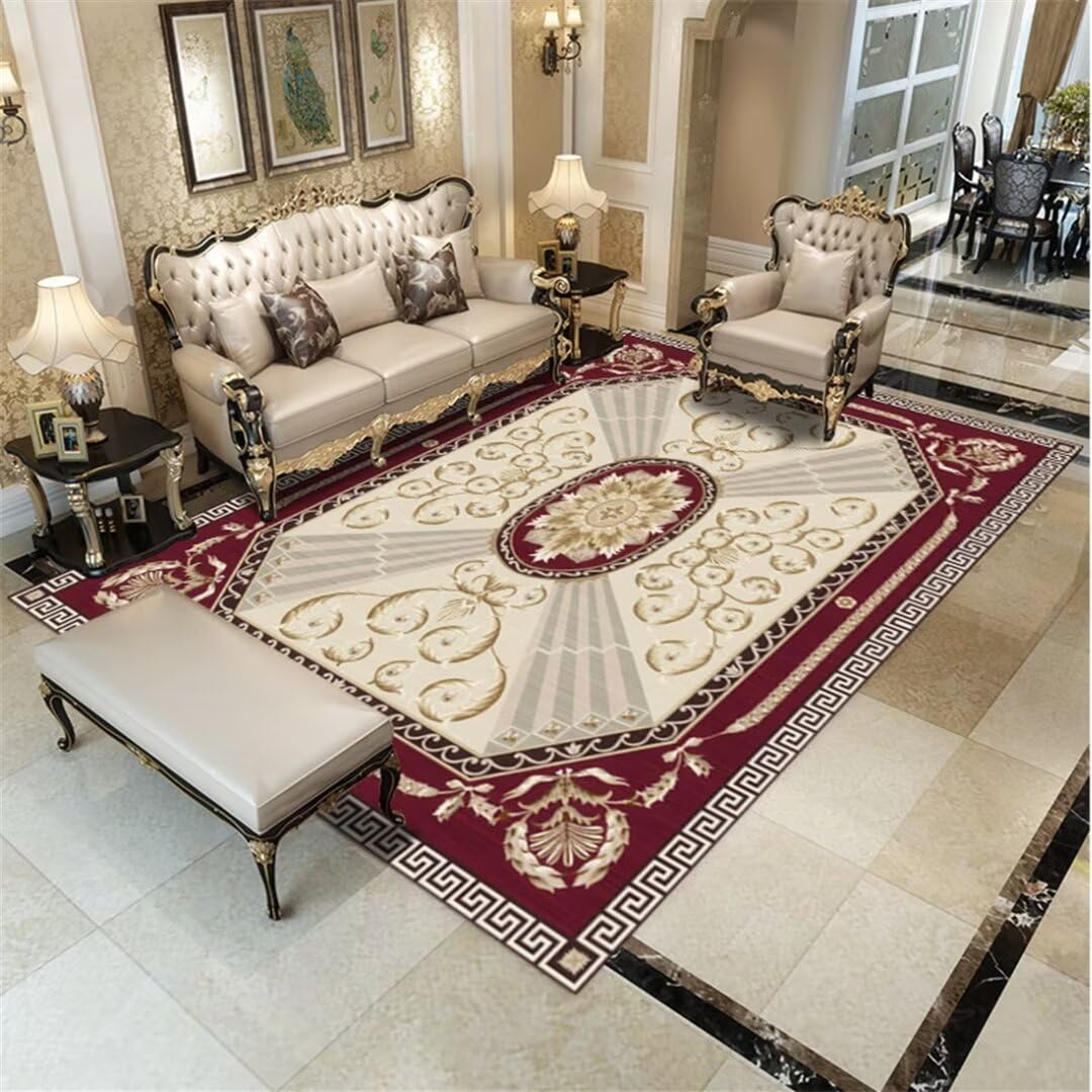 Alfombra de salón lavable 100x200cm roja moderna para el comedor o el pasillo de casa