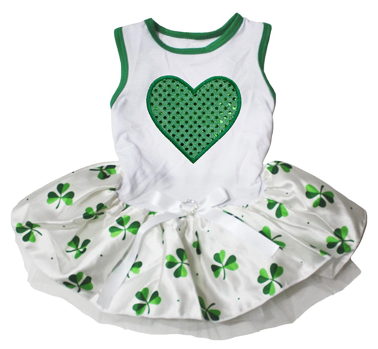 Robe de chien imprimée Saint-Patrick avec tissu vert premium taille XS