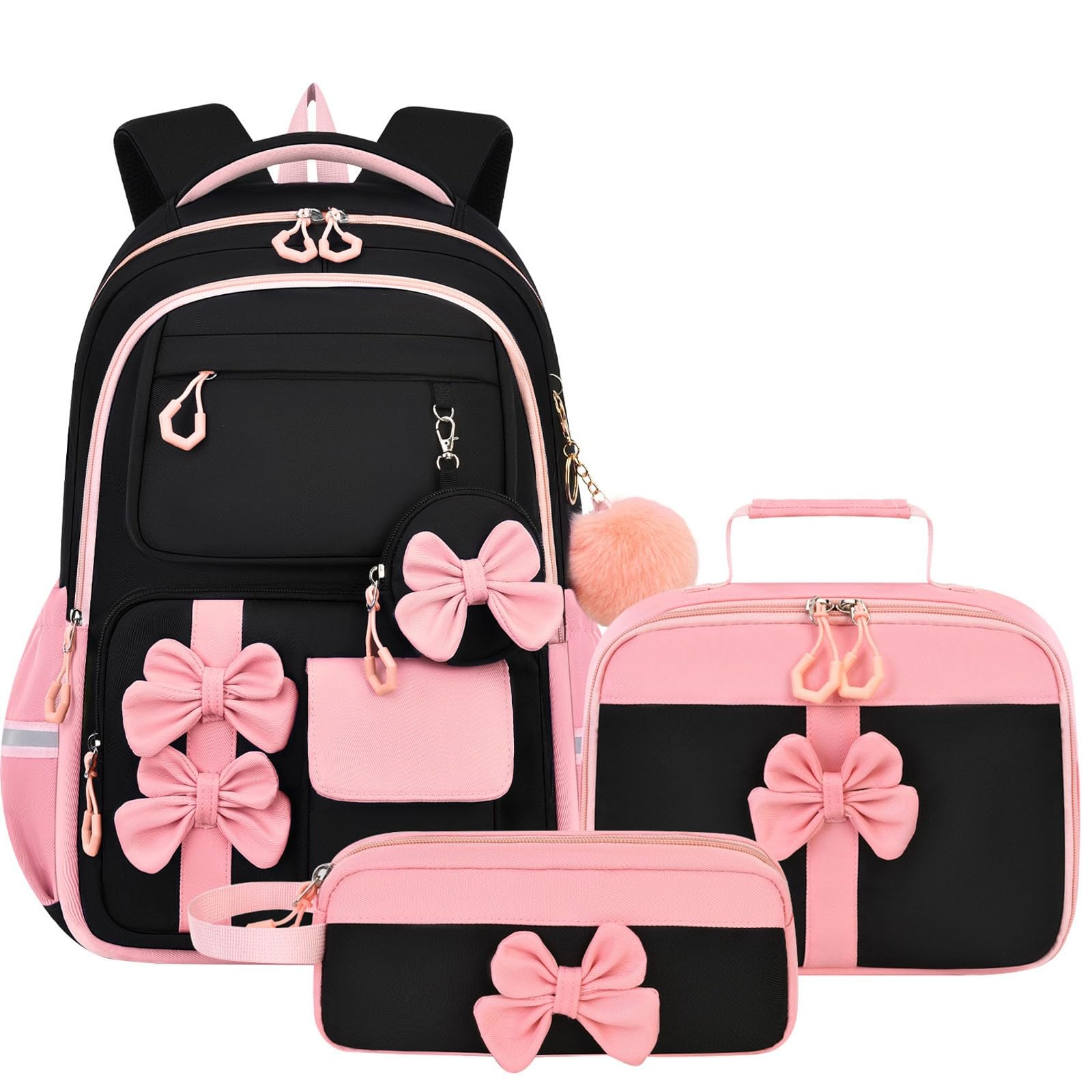Zaino Porta Bambino Leggero - Zainetto Bambino,Zaino carino con fiocco per uso quotidiano di grande capacità leggero per studenti (One Size)