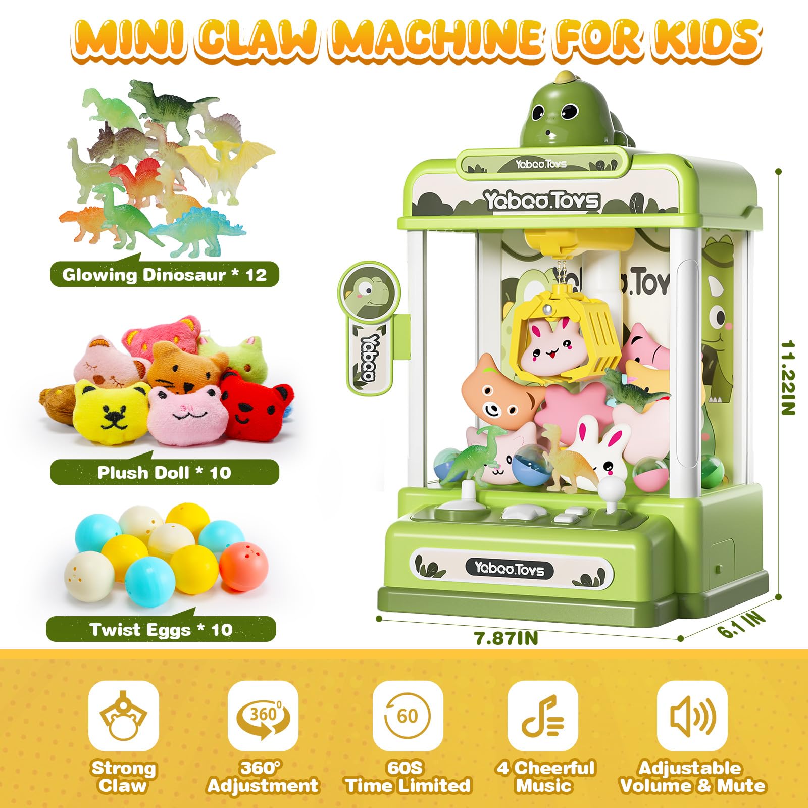 Skirfy Dinosaur Claw Machines for Kids,Mini Vending Machine with