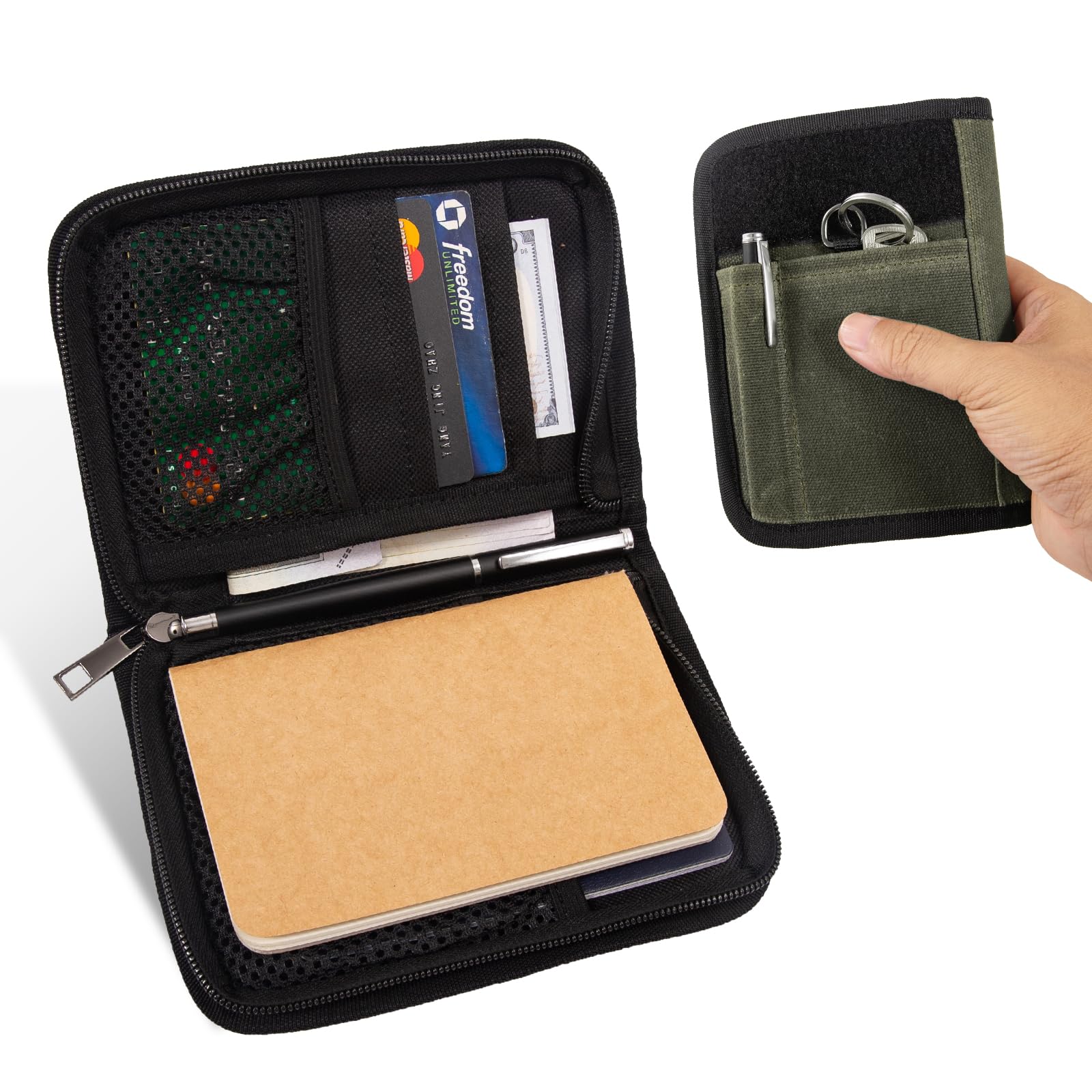 YLZZMDQSZ Field Notes Notebooks Cover for 3.5 X 5.5 Inch, Waxed Canvas Field Journal Covers With Notes Wallet, Water Resistant Journal Notebook