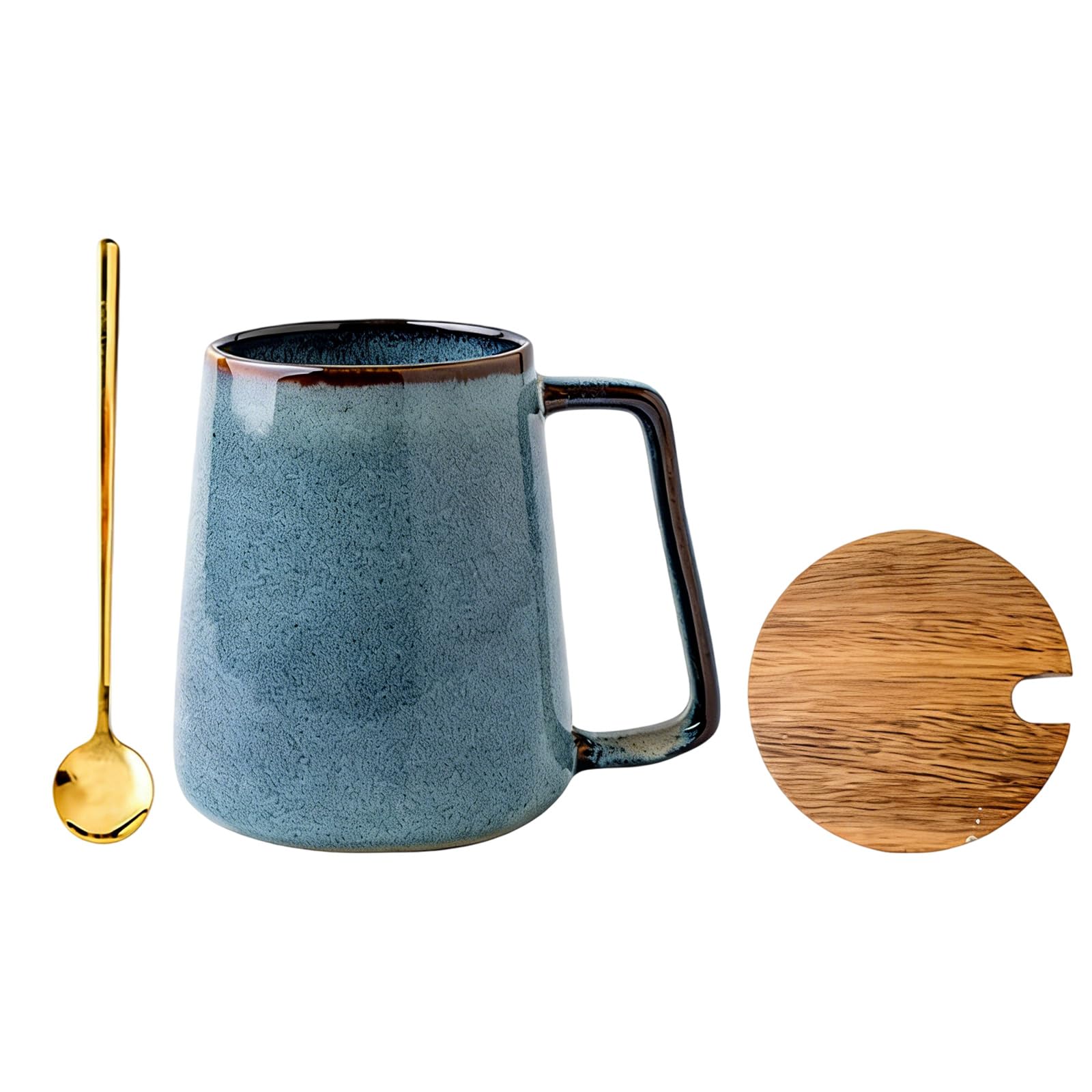 Elnwnnkc Raku Fired Coffee Mugs with Unique Glazed Variation and Ergonomic Designs 350Ml Capacity Artistic Coffee Cup Enthusiasts
