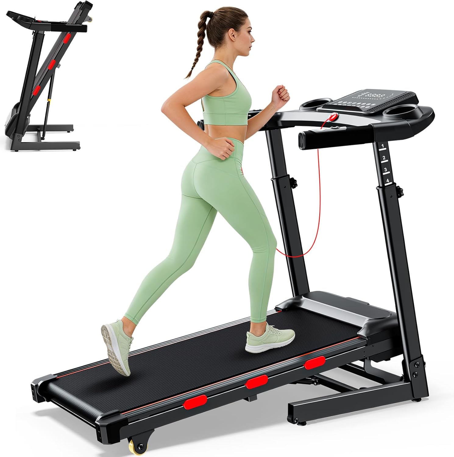 Caminadora Eléctrica con Inclinación Automática 15%, Color Negro