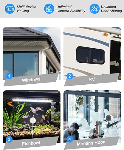 Miniatura 7 de Cámaras de ventana de 4MP2K para seguridad del hogar, 2 paquetes de cámaras de seguridad para interiores 5G y 2.4G con luz negra, visión nocturna a