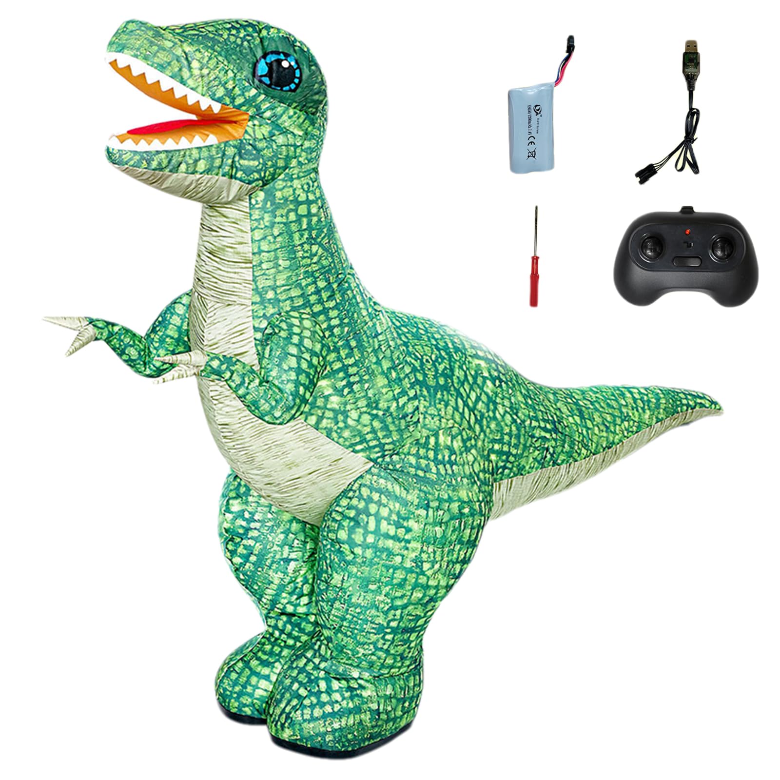 Dinosaurio De Control Remoto Dinosaurio Inflable Eléctrico Realista Verde con Rotación De 360 ​​​​°, hacia Adelante Y Atrás, Juguetes Grandes Recargables para Cumpleaños De Niños