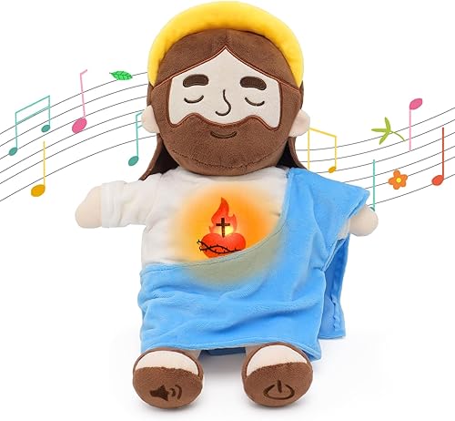 Miniatura 21 de Juguetes de peluche calmantes de Jesús con luz y sonido, muñeca de peluche de Jesús, peluche religioso católico cristiano, regalos de Navidad