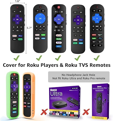 Miniatura 6 de Paquete de 4 fundas para control remoto para Roku, funda para HisenseTCL Roku TV Steaming StickExpress universal de repuesto para controlador de