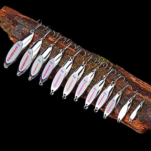 Miniatura 5 de PROBEROS Cucharas de pesca señuelos cebos para lubina, aparejos de cebo de jigging con ganchos agudos, cuchara de metal duro, señuelo de pesca,