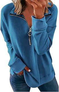 Womens Fall Winter Fashion Sweatshirts Quarter Zip up pullover Polo sweatshirt women casual trendy crewneck tops