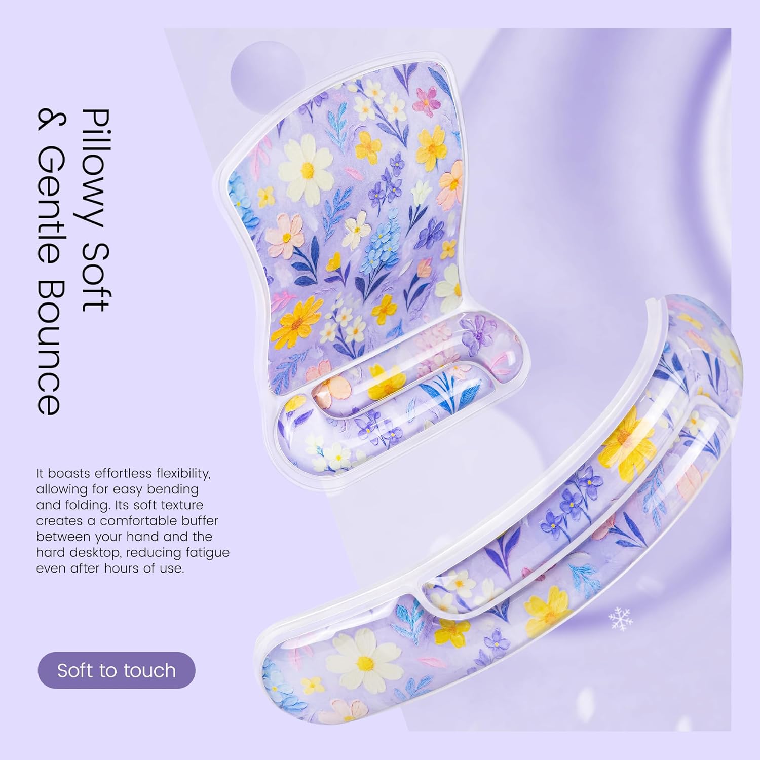 Ospelelf Mouse Pad with Wrist Rest and Ergonomic Gel Keyboard Hand Wrist, Support for Typing Gaming, Relieve Wrist Pain, Cool & Easy to Clean, for Office, Programmer, Home Computer Use Purple Floral