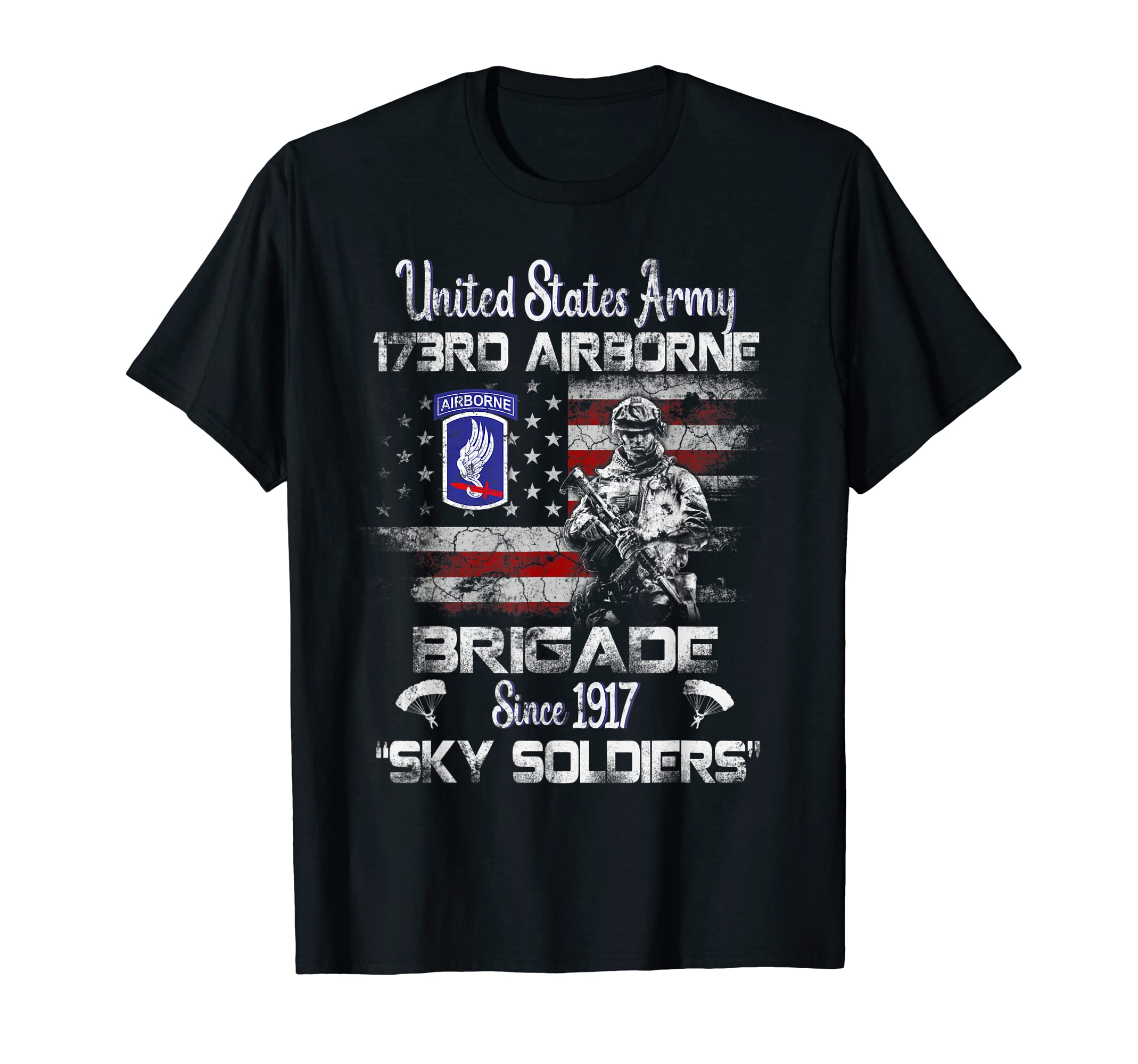 173rd Airborne Brigade Flag Veteran Airborne Paratrooper Tee T-Shirt