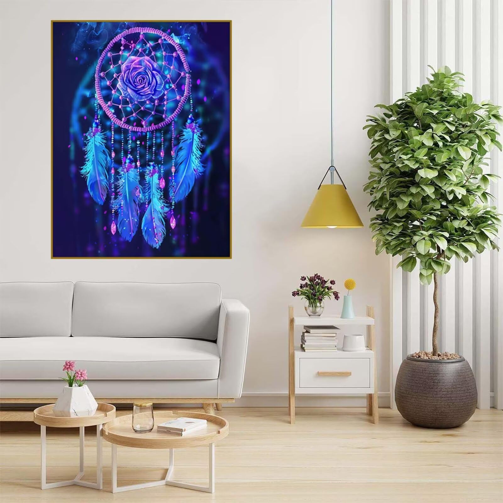 Diamond Painting Erwachsene Traumfänger Diamant Painting Bilder Feder Diamant Paintings Kinder 80x110cm, DIY Diamanten Malerei Stickerei Kreuzstich Bastelset, Zimmer Deko, Geschenk Mädchen 6X-564