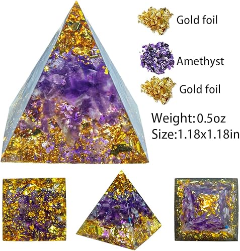 Miniatura 2 de Mini generador de energía de pirámide de cristal natural, cuarzo, amatista, reiki, curación de chakras, resina, pirámide, herramienta de meditación