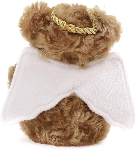 Miniatura 2 de Plushland Osos de ángel con alas blancas y halo, Hold Star with Hope Peace Joy, juguete de peluche suave, regalo para Navidad, 6 pulgadas (moca)
