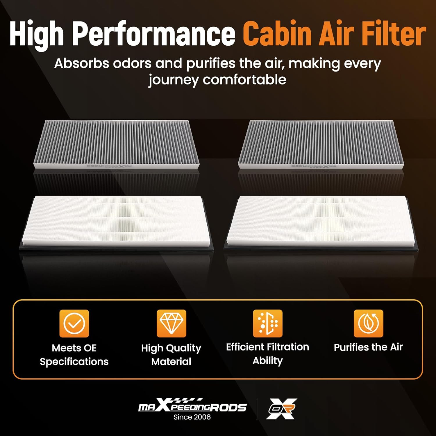 maXpeedingrods 4PCS 1658375-00-A 1658376-00-A Engine Air Filter and Cabin Air Filter Kit for Tesla Model Y 2020 2021 2022 2023 2024