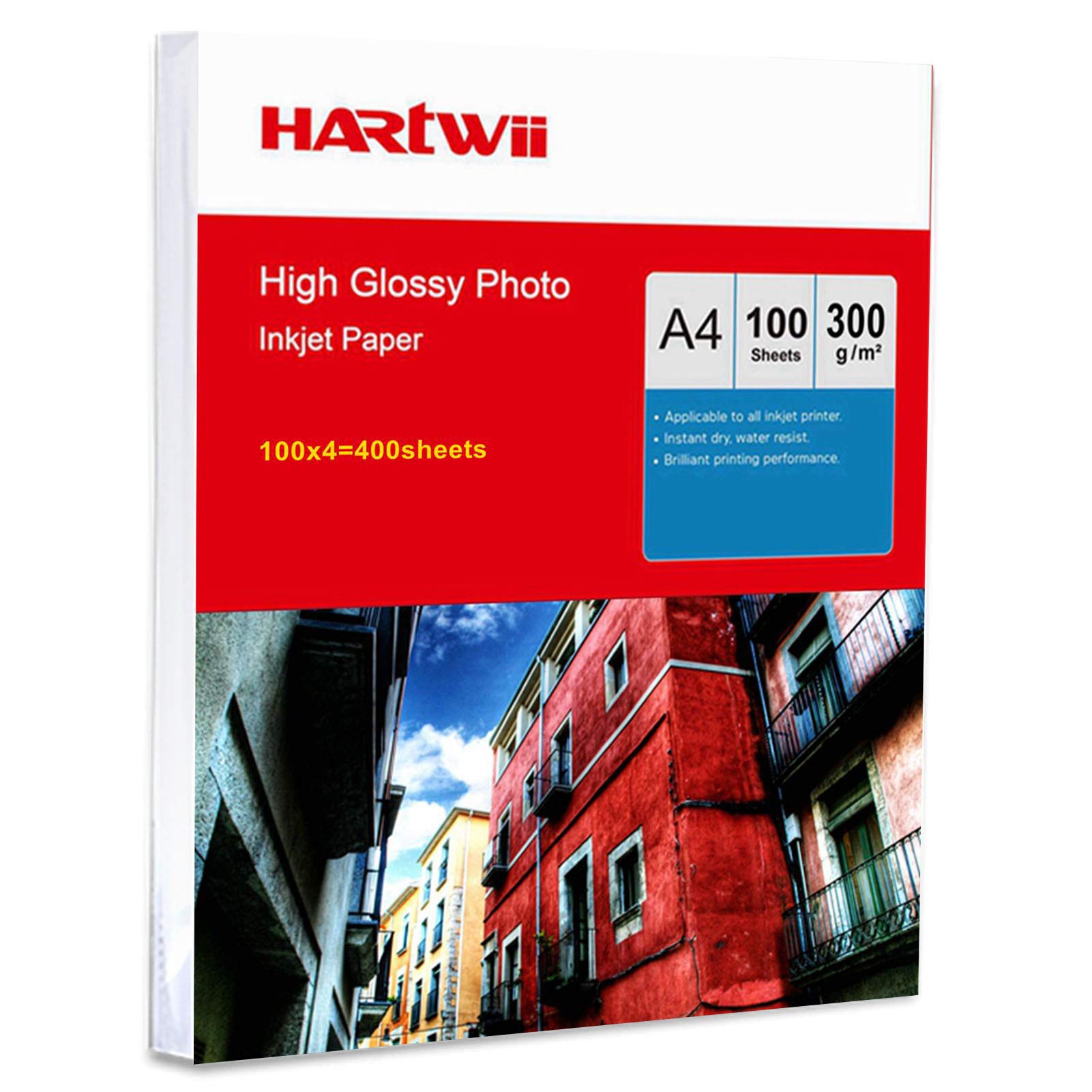 A4 gruby papier fotograficzny 300 g/m² – 400 arkuszy wysoce błyszczący superbiały papier atramentowy do druku atramentowego Hartwii