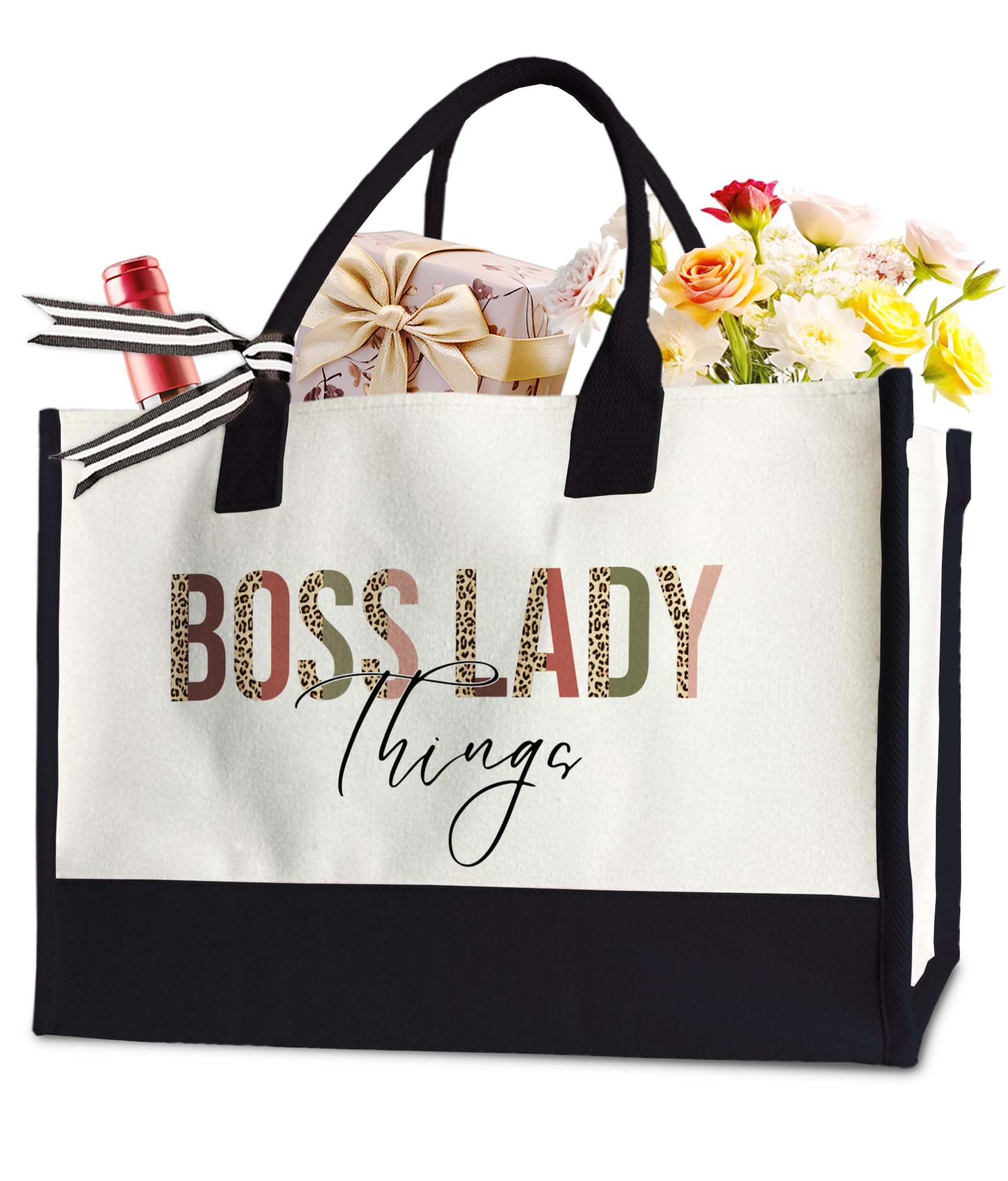 LNGORUS Boss Appreciation Tote Bag for Boss Day, Birthday, Boss Lady Things Tote Bag for Boss Lady Colleagues Leader Manager, 17 x 11.8 x 7 Inches