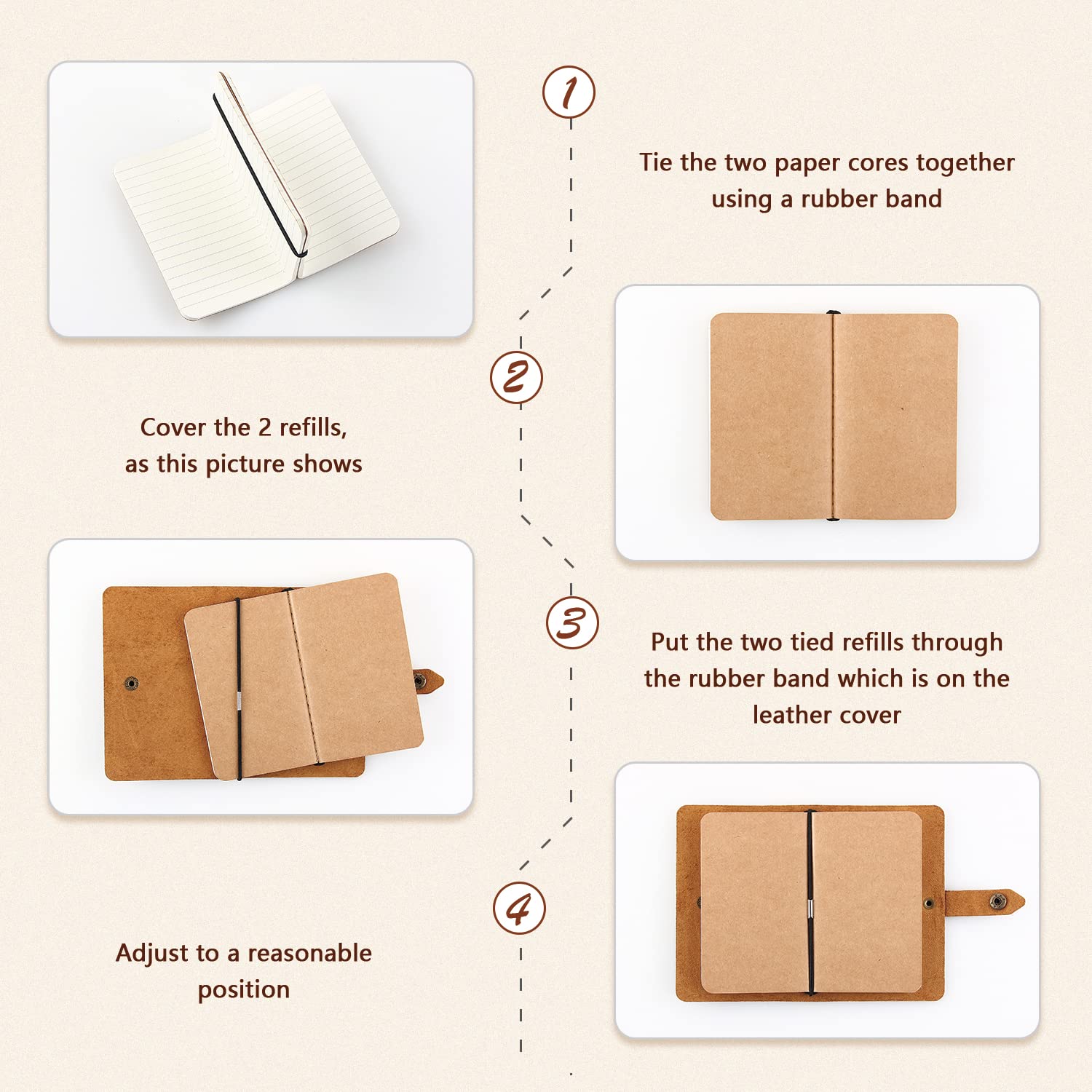 Kleines Reisetagebuch aus Leder, Vintage-Tagebuch, liniertes Papier, handgefertigter Mini-Leder-Notizblock für Damen und Herren, 2 Stück/Weinrot