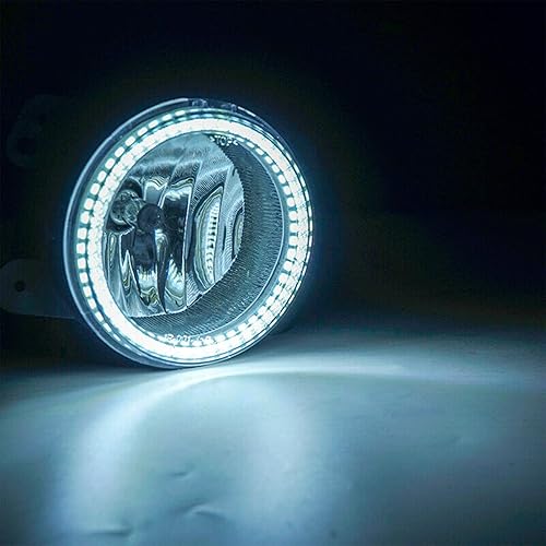 Miniatura 4 de YLT AUTO Juego de luces antiniebla para parachoques delantero de 4 pulgadas, lente transparente con halo LED y par de bombillas halógenas para J-eep