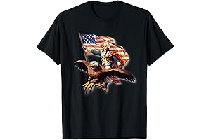 Badass George Washington American Flag Bald Eagle Graphic Patriotic 4th of July US Constitution Tshirt