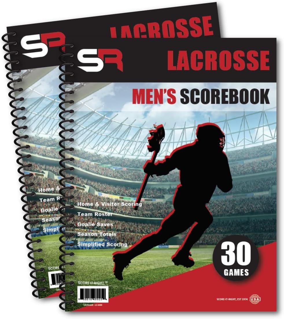 Score It Right Lacrosse Scorebook 24Player Men’s Score Keeping Book for 30 Games