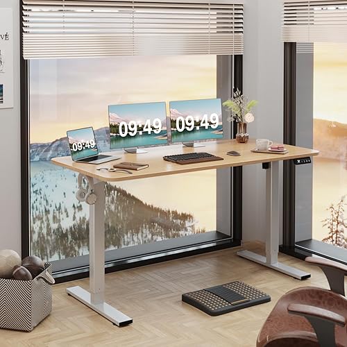 Miniatura 6 de Furmax Escritorio eléctrico de altura ajustable de 55 x 24 pulgadas, escritorio grande para sentarse y levantarse, oficina en casa, escritorio de