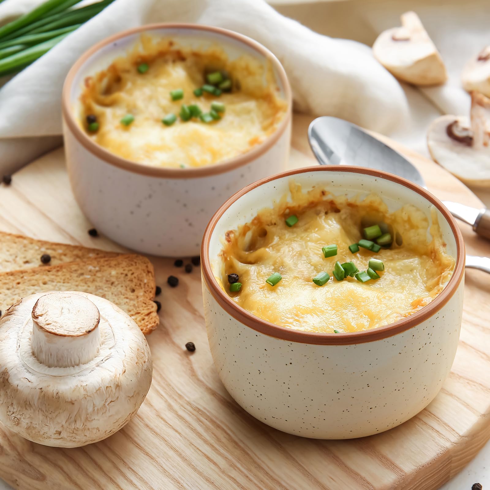 Ramekins - Juego de 6 ramequines para crema brulee de 8 onzas, aptos para horno, cuencos de porcelana para ramequines, mini moldes para tartas de queso, plato pequeño para hornear, cuencos para salsa,