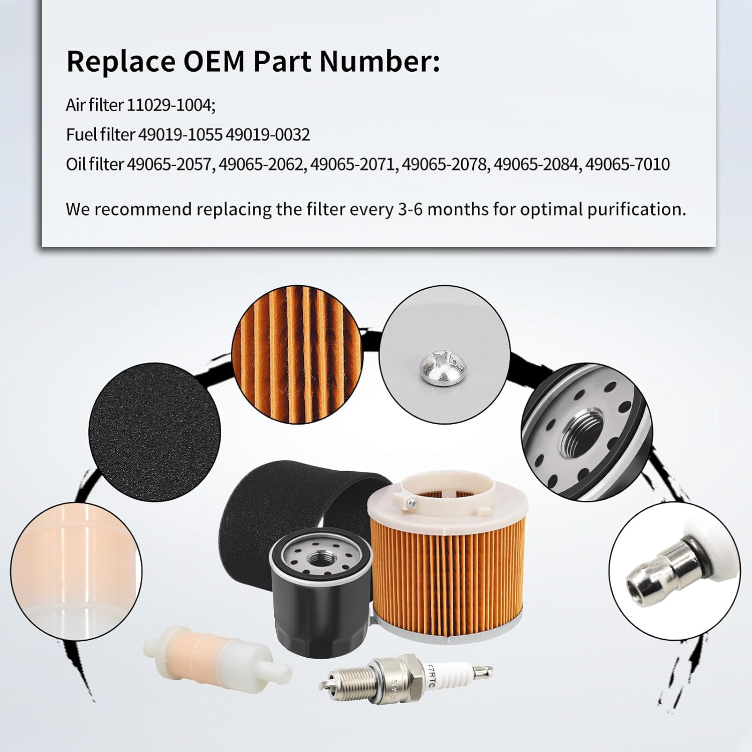 11029-1004 Air Filter Oil Filter Spark Plug Fuel Filter for Kawasaki Mule 2500 2510 2520 KAF620 1993-2000 Mule 500 520 550 KAF300 1997-2004 Mule 600 610 KAF400 2005-2014 Mule SX KAF400 2017
