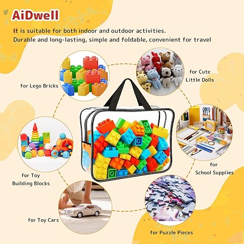 Miniatura 3 de Bolsas de almacenamiento de juguetes grandes ampliadas de 12.99 x 9.45 x 7.09 pulgadas, paquete de 6 unidades, tablero de PVC transparente