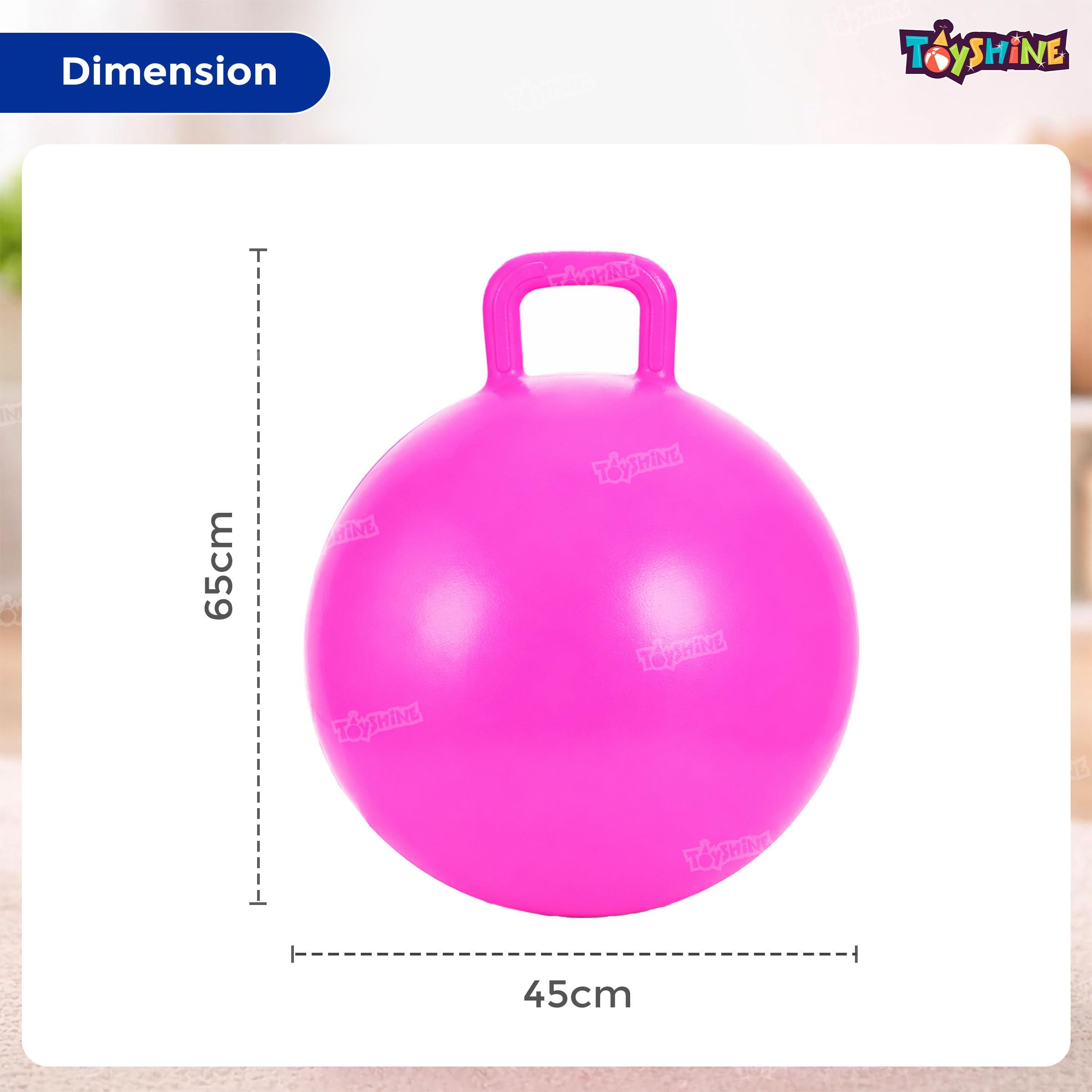 Toyshine 65cm Hopper Ball for Kids Ages 6+ Inflatable Hopping Balls Jumping Therapy Ball Toys Sit and Bounce Ball with Handle - Pink 3