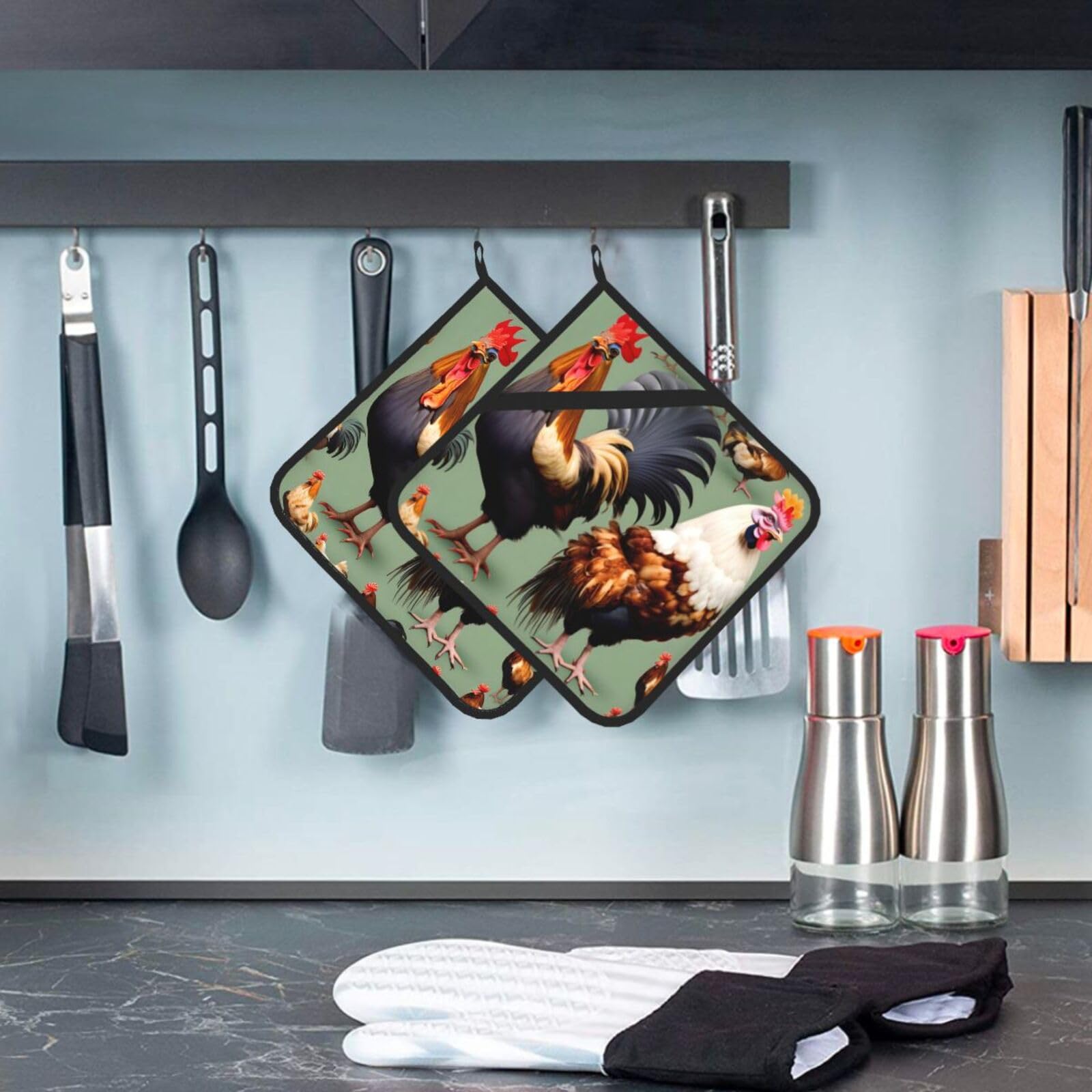 Lot De 2 Maniques Résistantes À La Chaleur Avec Poche Pour Cuisine