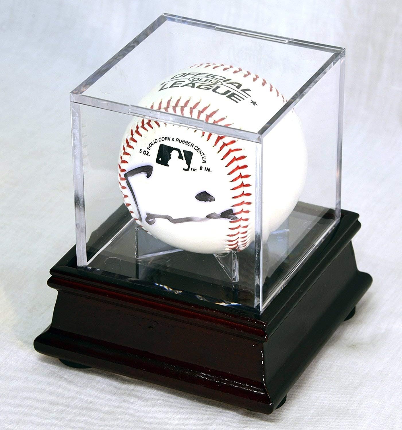 Single Baseball Cube Display Case Stand with 98% UV Ultra Pro Cube Included (Cherry Finish)