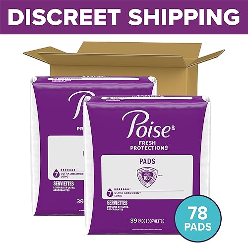 Miniatura 8 de Poise Almohadillas de incontinencia y almohadillas de incontinencia posparto, ultra absorción de 7 caídas, longitud larga, 39 unidades, el embalaje