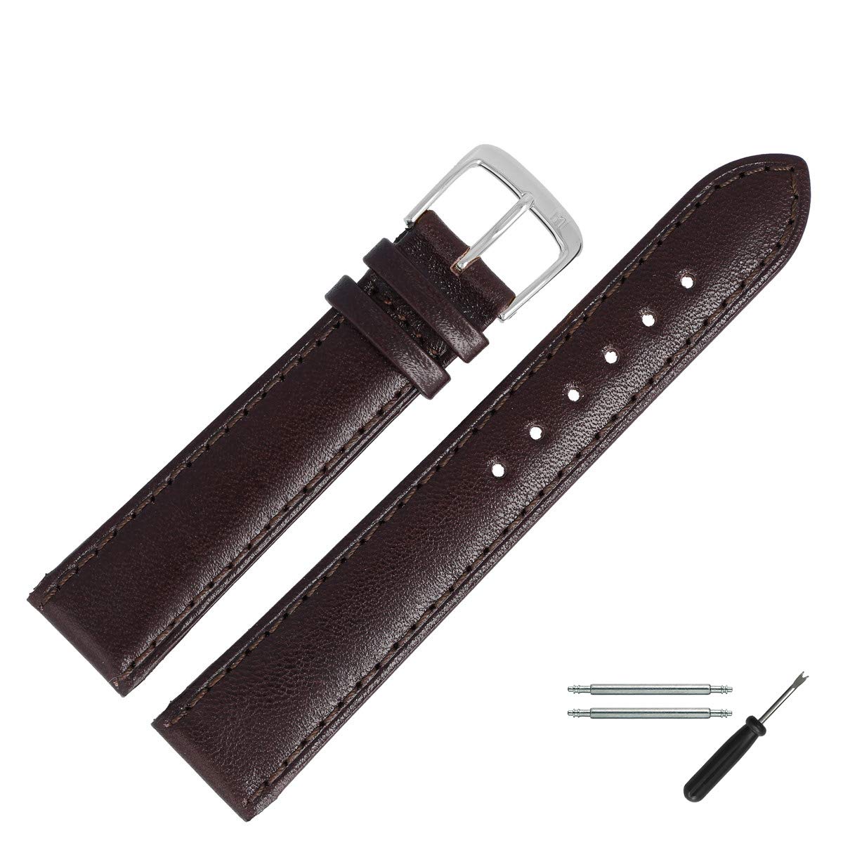 MARBURGER Uhrenarmband 12mm Leder Glatt - Werkzeug Montage Set 80712