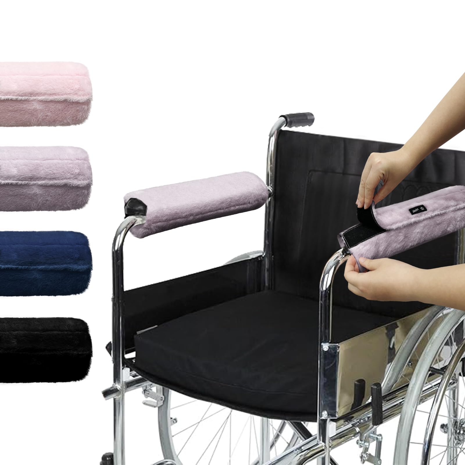 SPRING SEAON Wheelchair Armrest Covers 2 Pack Soft Memory Foam Wheelchair armrest Pads Wicking Washable for Office Transport Chair (Purple)