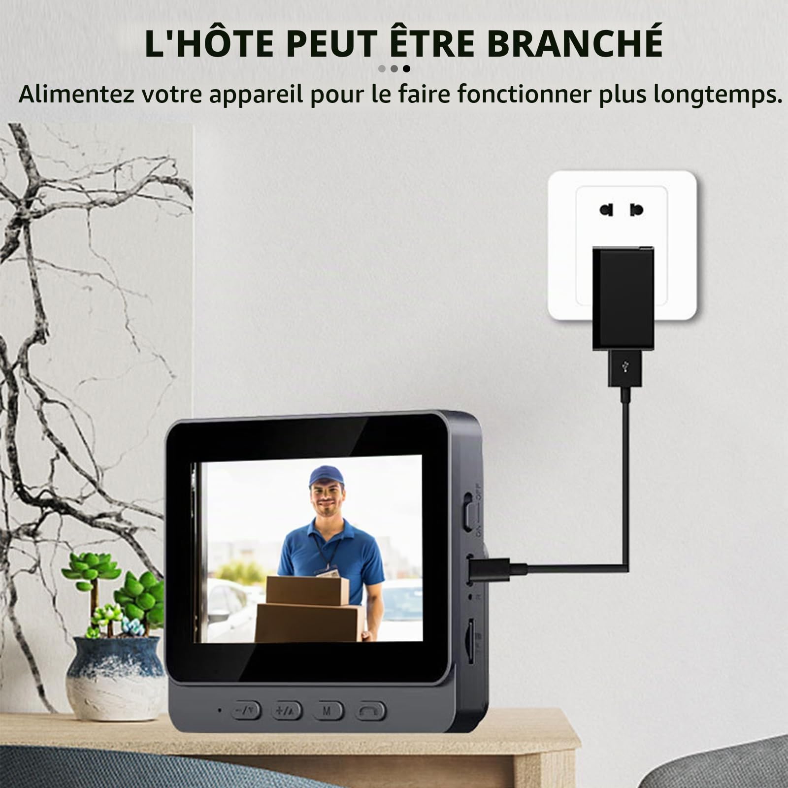 Sonnette sans Fil avec Caméra HD Visionavec écran lPS De 4.3 Pas de WiFi Requis, Visiophone sans Fil Interphone Video sans FilNocturne Infrarouge Sonnette (Noir)