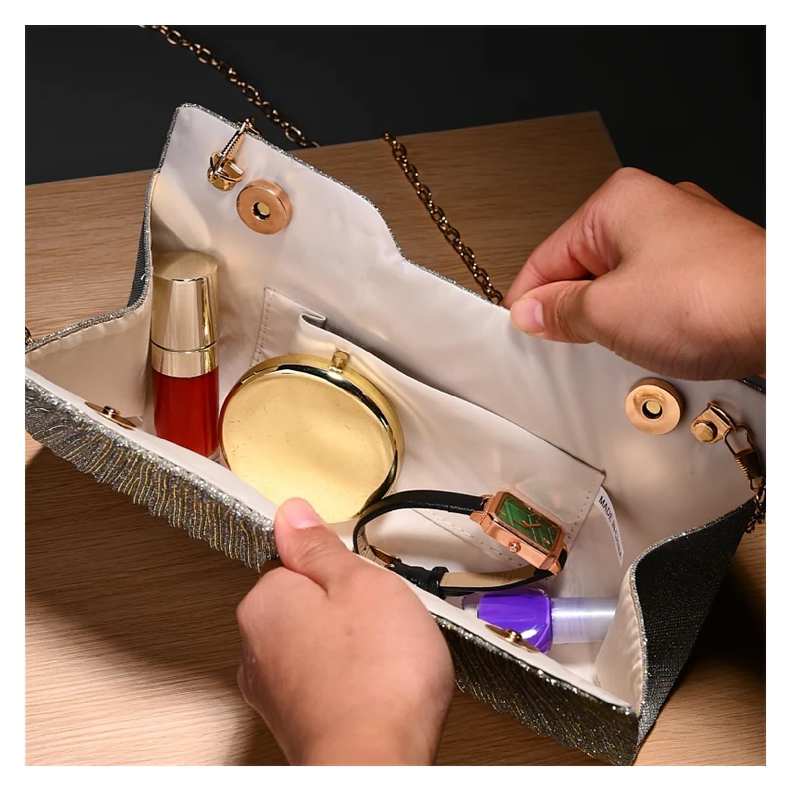 Pochette da sera Borsa a tracolla con catena, semplice e versatile, da tenere sottobraccio, donna, for feste di nozze serate, regalo Per gli appuntamenti