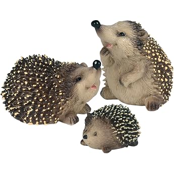 Pack of 3 Garden Hedgehog Decoration Figures and Animal Figures - Sculpture and Ornaments for Garden and Patio