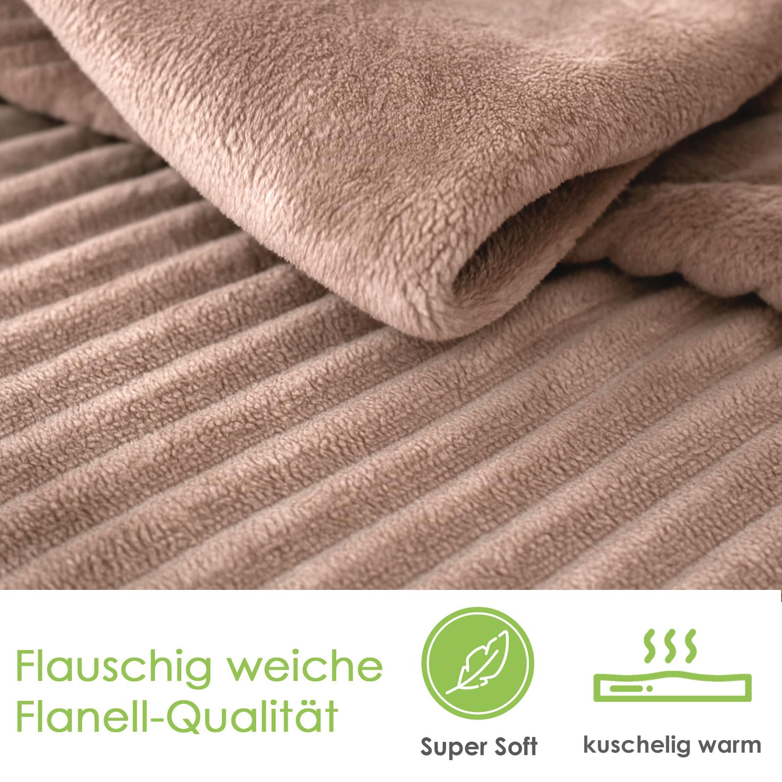 heimtexland Winter Bettwäsche Cord kuschelig weich warm Cashmere Touch Wende Bettbezug Set 80x80 I 155x220 Super Soft temperaturausgleichend atmungsaktiv Oeko-TEX Teddy Plüsch Kord Typ768 Taupe