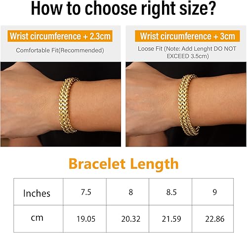 Miniatura 5 de KRKCCO - Pulsera de eslabones cubanos para hombre de 0472in oro de 18 quilates oro blanco pulsera grande y gruesa para hombres y niños rapero 7