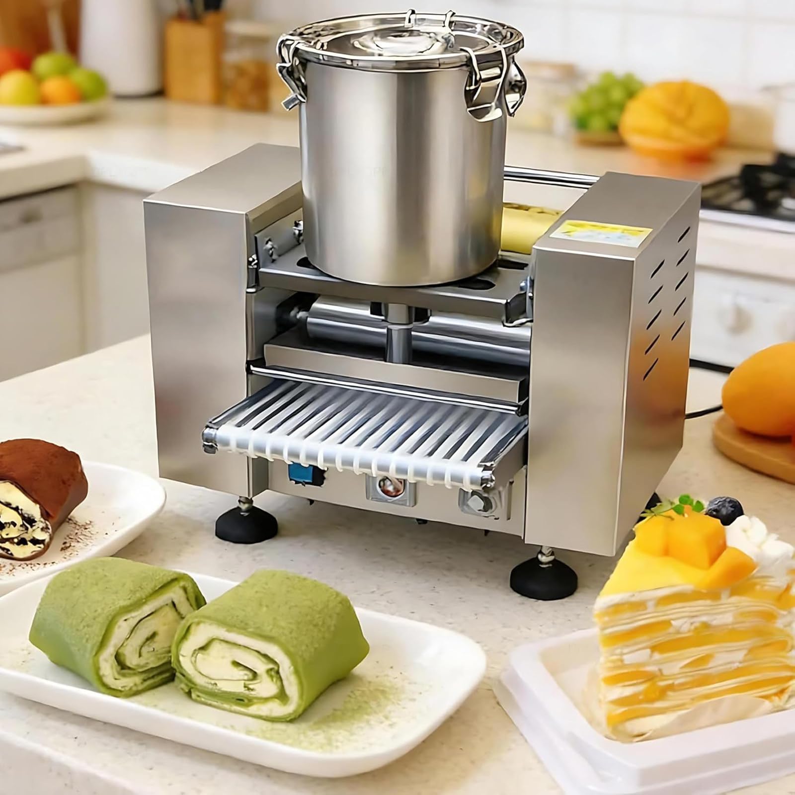 Macchina Professionale Automatica per La Preparazione di Torte Mille Crepe, Macchina per Sfoglie di Uova a Mille Strati E Macchina per Basi di crêpe, Diametro: Stampi da 6"/8" 8in