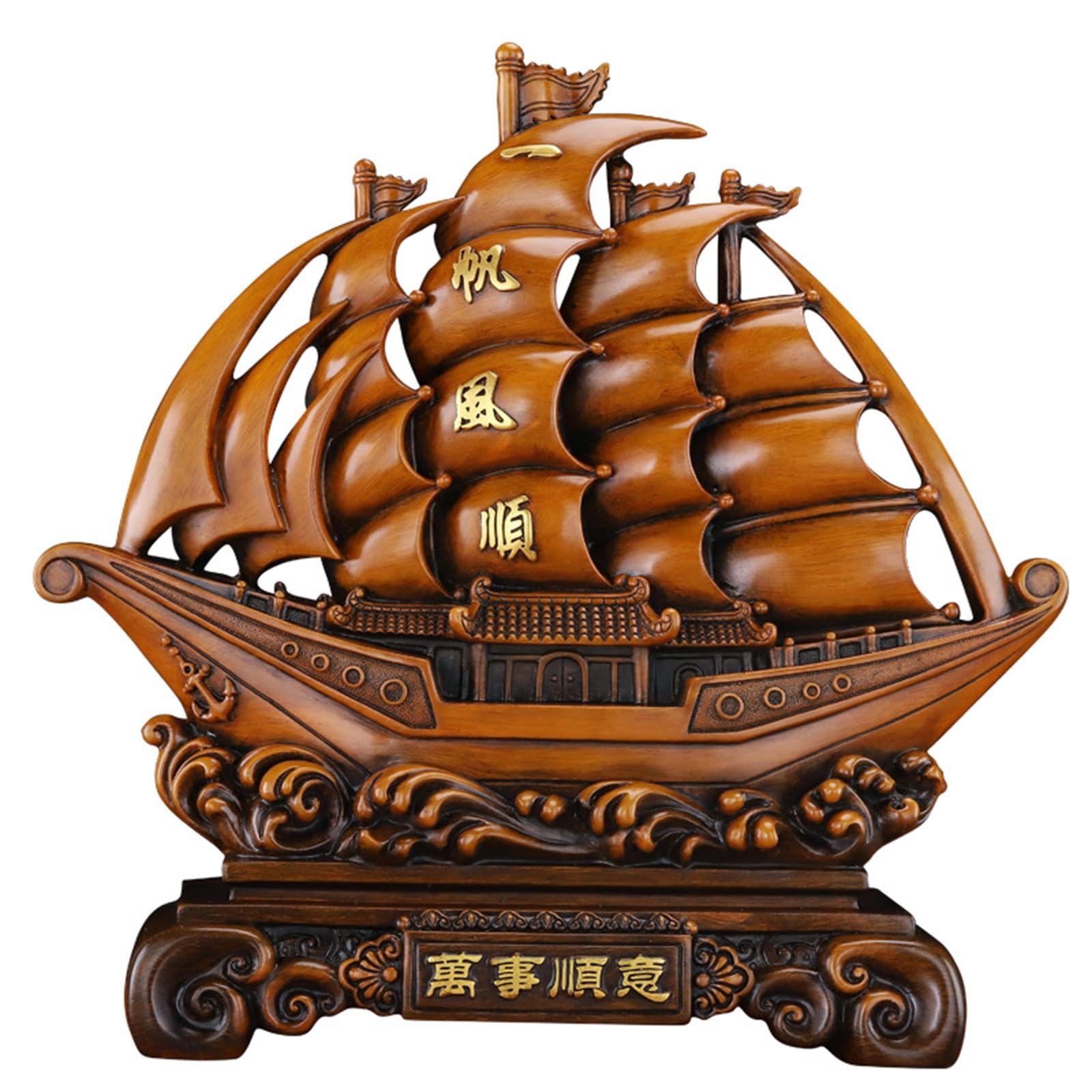 Gran estatua de velero, adorno Feng Shui para el éxito y la fortuna.