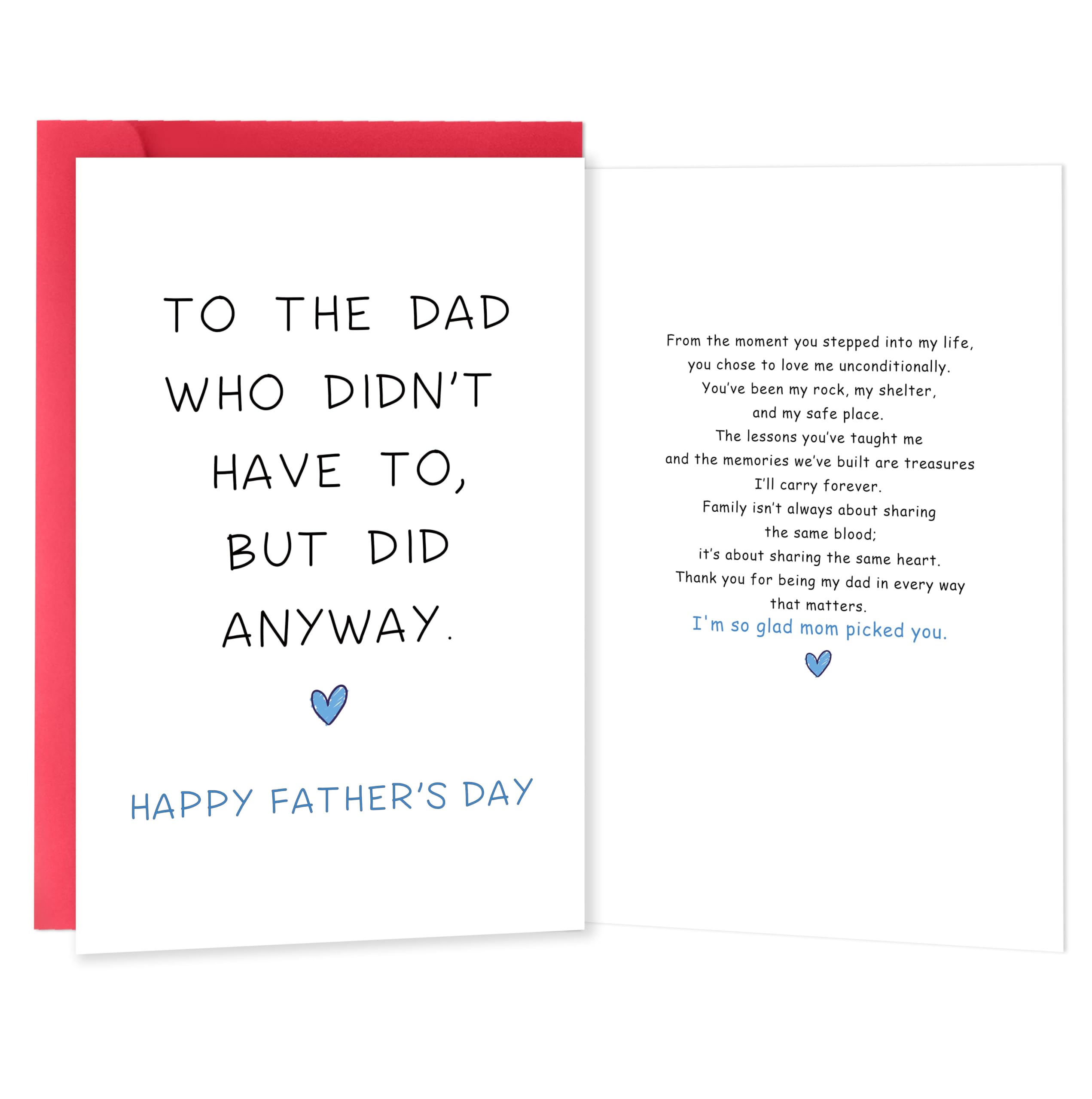 IDU Step Dad Fathers Day Card，Step & Bonus Dad Fathers Day Card Gifts，Stepdad Father's Day Gifts from Step Daughter Step Son，Unique Stepdad Father's