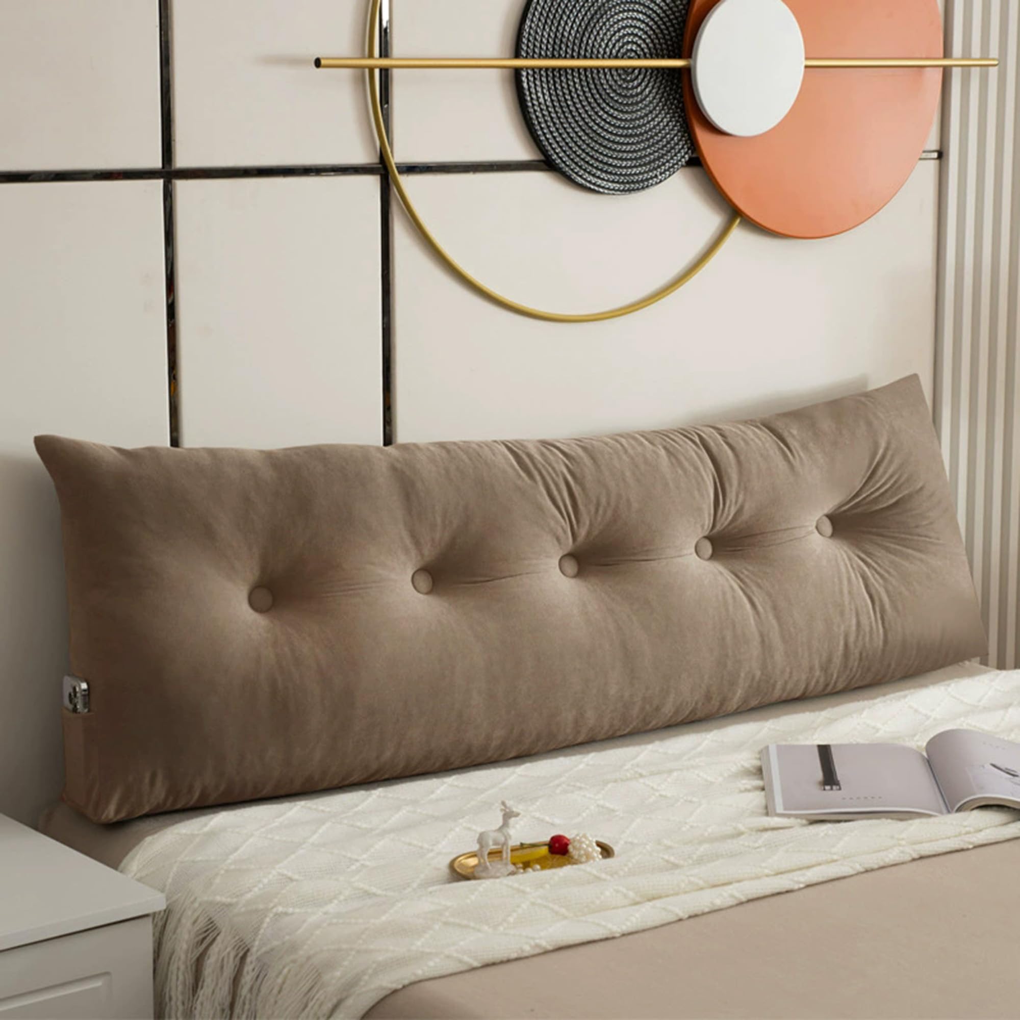 Hruile Large Bed Back Cushion, Wedge Headboard Pillow, Triangular Rest Reading Pillow, Lumbar Support Cushion Waist Backrest, Positioning Bolster for Sofa Daybed Bed (60x40x12cm,Brown)