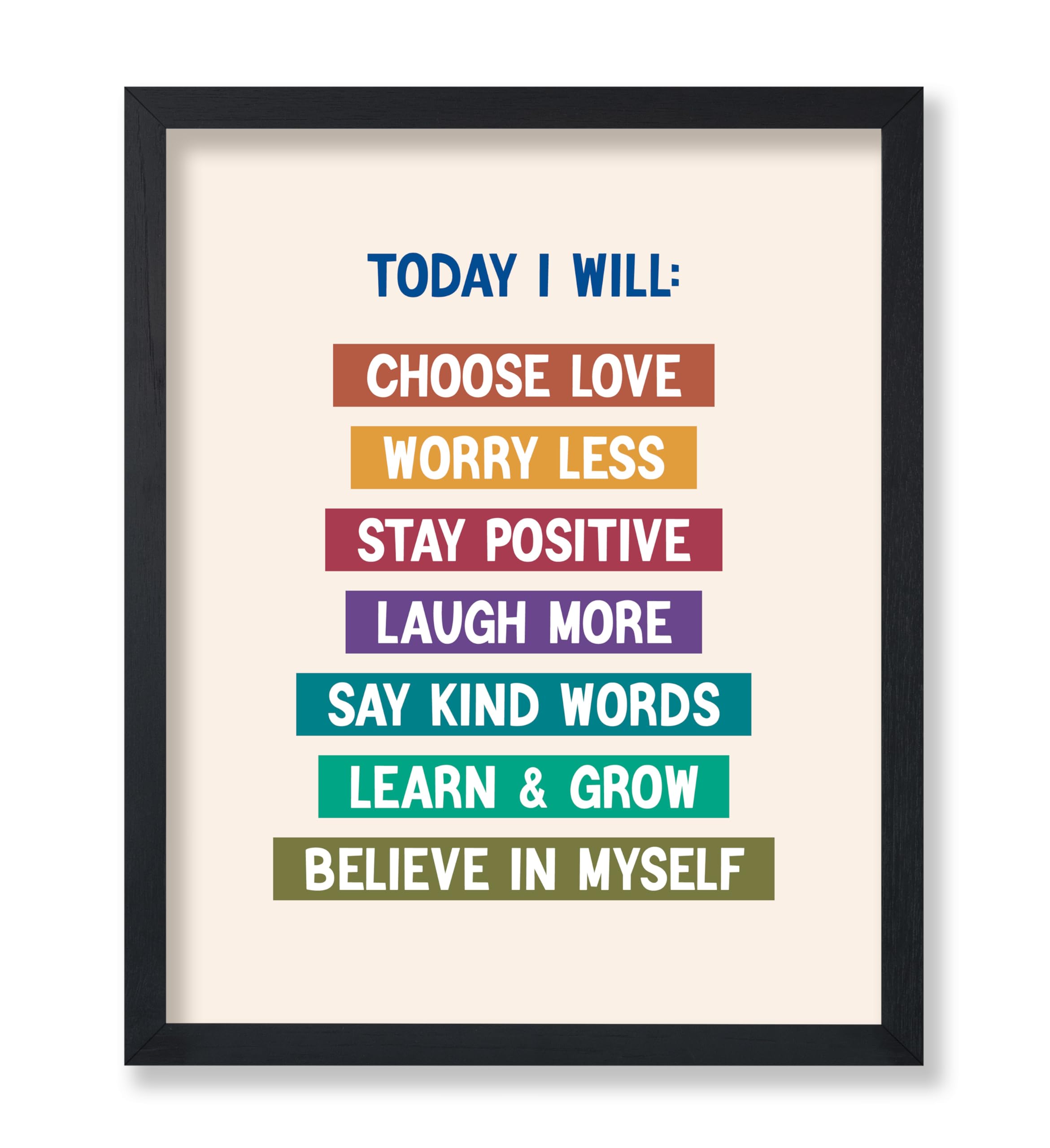 Poster Master Today I Will Poster - Motivational Print - Daily Affirmations Art - Positive Quotes Art - Gift for Kids & Parents - Inspiring Decor for